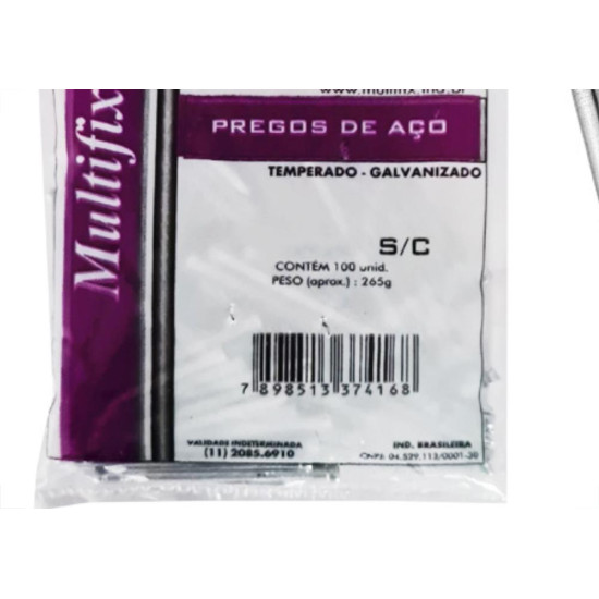 Prego Aco Galv.Mf S/Cabeça 17X21(3,0X48)