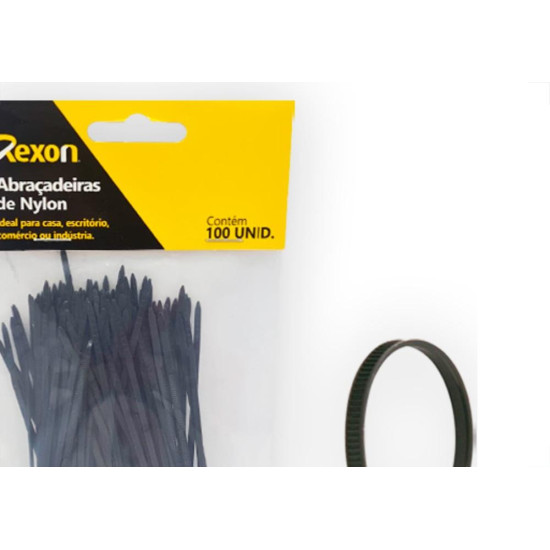 Abracadeira Nylon Rexon.4,8X200 C/100 Pto Abracadeira Nylon Rexon.4,8X200 C/100 Pto