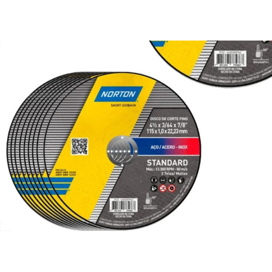 Disco Nort.Inox 4.1/2X1,0 Standard - Kit C/12 UN