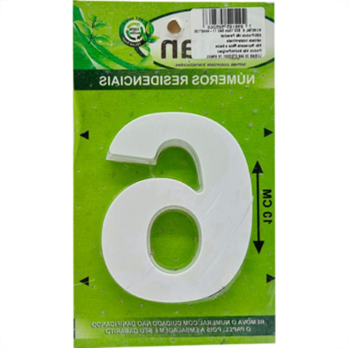 Numero Lubian 3D Branco Abs 6 10Cm Numero Lubian 3D Branco Abs 6 10Cm