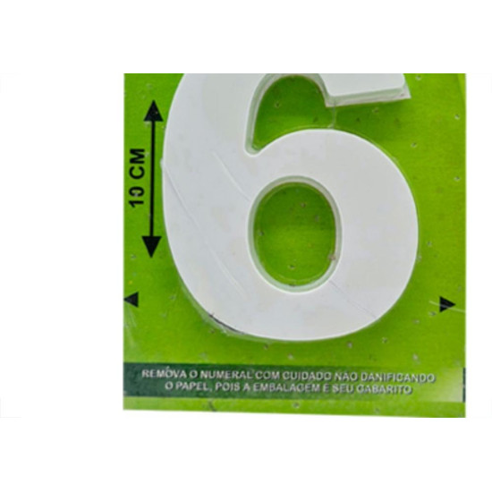 Numero Lubian 3D Branco Abs 6 10Cm Numero Lubian 3D Branco Abs 6 10Cm