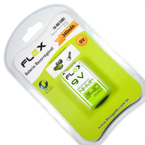 Pilha Bateria Flex 9V Recarr.340Mah Pilha Bateria Flex 9V Recarr.340Mah