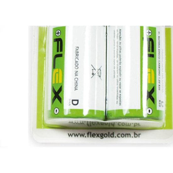 Pilha Flex Tipo D Zinco-Carbono C/2