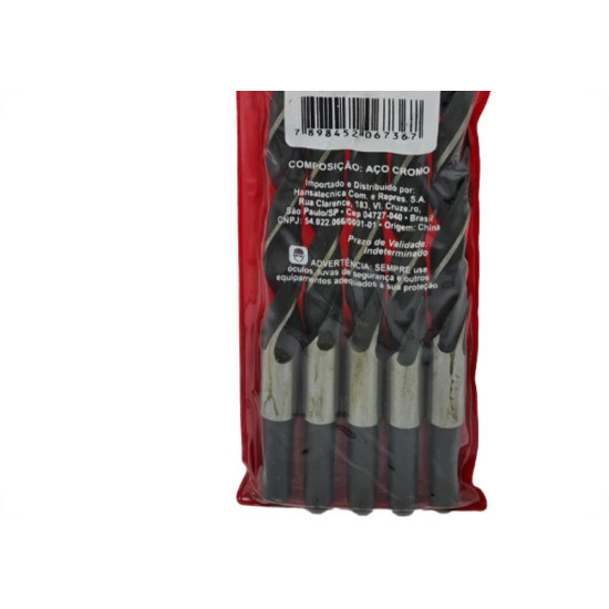 Broca Aco Carbono 3 Ponta Htom 14Mm - Kit C/5 PC Broca Aco Carbono 3 Ponta Htom 14Mm - Kit C/5 PC