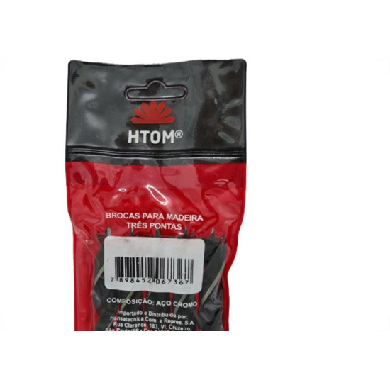 Broca Aco Carbono 3 Ponta Htom 14Mm - Kit C/5 PC Broca Aco Carbono 3 Ponta Htom 14Mm - Kit C/5 PC