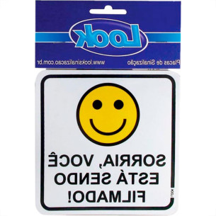 Placa Sinalizacao 15X15 Sorria/Filmado - Kit C/5 CA Placa Sinalizacao 15X15 Sorria/Filmado - Kit C/5 CA