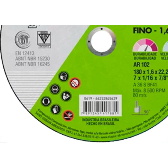 Disco Nort.Inox 7'' X 1,6 X7/8 Ar102