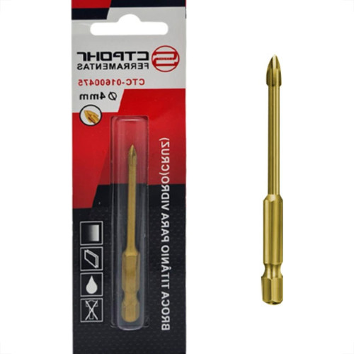 Broca P/Vidro Ctpohr 04Mm Cruz Sext Broca P/Vidro Ctpohr 04Mm Cruz Sext