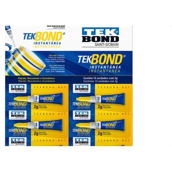 Cola Inst Super Cola Tekbond 2G - Kit C/12 PC