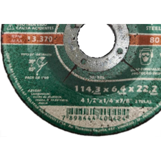 Disco Tels.Desbaste 4.1/2X7/8- Ao42 - Kit C/5 PC Disco Tels.Desbaste 4.1/2X7/8- Ao42 - Kit C/5 PC