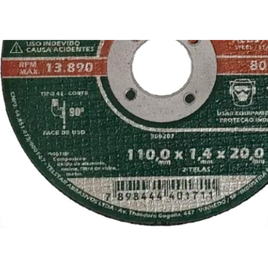 Disco Tels.Inox/Ferro 110 X 20Mm - Kit C/5 PC Disco Tels.Inox/Ferro 110 X 20Mm - Kit C/5 PC