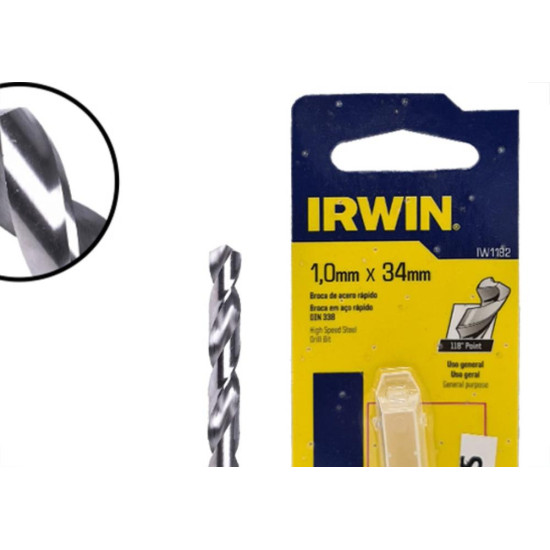 Broca Aco Rapido Irwin 1,0Mm - Kit C/10 PC Broca Aco Rapido Irwin 1,0Mm - Kit C/10 PC