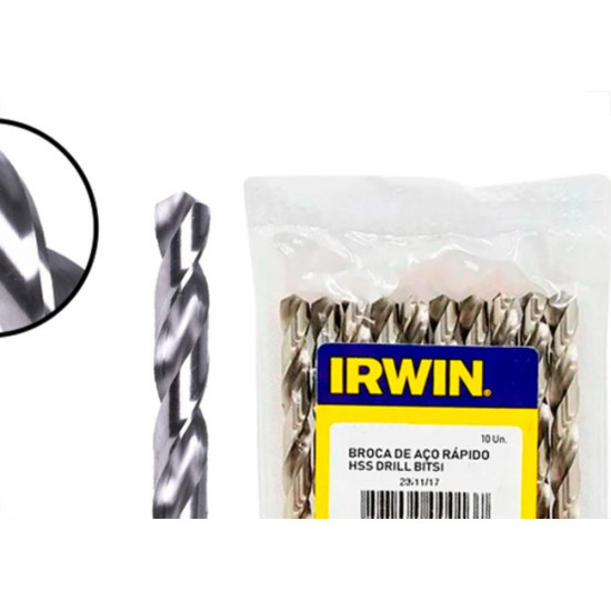 Broca Aco Rapido Irwin N 1/4 - Kit C/10 PC Broca Aco Rapido Irwin N 1/4 - Kit C/10 PC