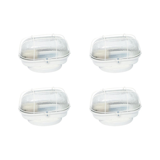 Kit C/4 - Luminaria Tartaruga Ferro/Vidro Branco Jr Ilum