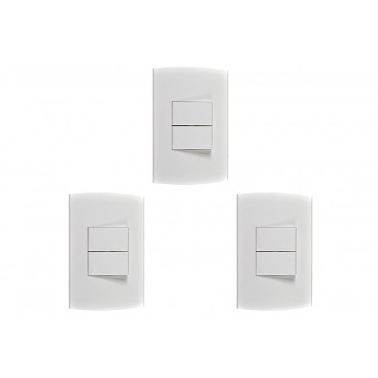 Kit C/3 - Conjunto Peesa Alfa 1505A 2 interruptores Simpl...