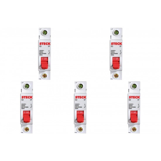 Kit C/5 - Disjuntor Steck Din Unipolar 25A Sd61 3Ka Kit C/5 - Disjuntor Steck Din Unipolar 25A Sd61 3Ka