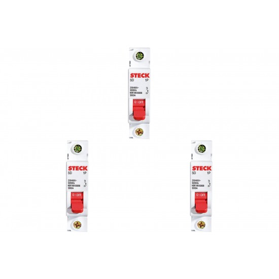 Kit C/3 - Disjuntor Steck Din Unipolar 40A Sd61 3Ka
