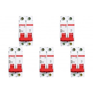 Kit C/5 - Disjuntor Steck Din Bipolar 06A Sd62 3Ka