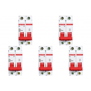 Kit C/5 - Disjuntor Steck Din Bipolar 10A Sd62 3Ka