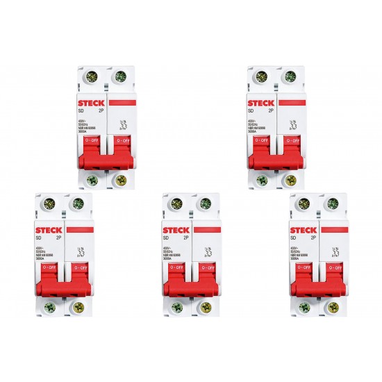Kit C/5 - Disjuntor Steck Din Bipolar 10A Sd62 3Ka