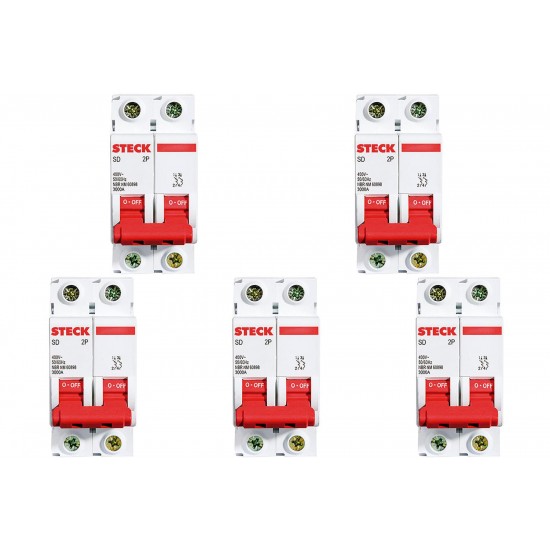 Kit C/5 - Disjuntor Steck Din Bipolar 16A Sd62 3Ka