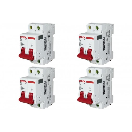 Kit C/4 - Disjuntor Steck Din Bipolar 40A Sd62 3Ka Kit C/4 - Disjuntor Steck Din Bipolar 40A Sd62 3Ka