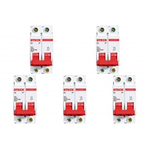 Kit C/5 - Disjuntor Steck Din Bipolar 50A Sd62 3Ka