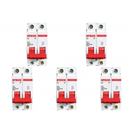 Kit C/5 - Disjuntor Steck Din Bipolar 50A Sd62 3Ka