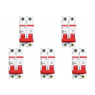 Kit C/5 - Disjuntor Steck Din Bipolar 63A Sd62 3Ka