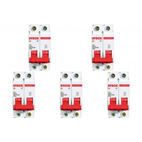 Kit C/5 - Disjuntor Steck Din Bipolar 63A Sd62 3Ka