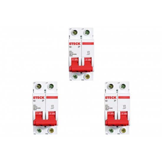 Kit C/3 - Disjuntor Steck Din Bipolar 80A Sd2 10Ka Kit C/3 - Disjuntor Steck Din Bipolar 80A Sd2 10Ka