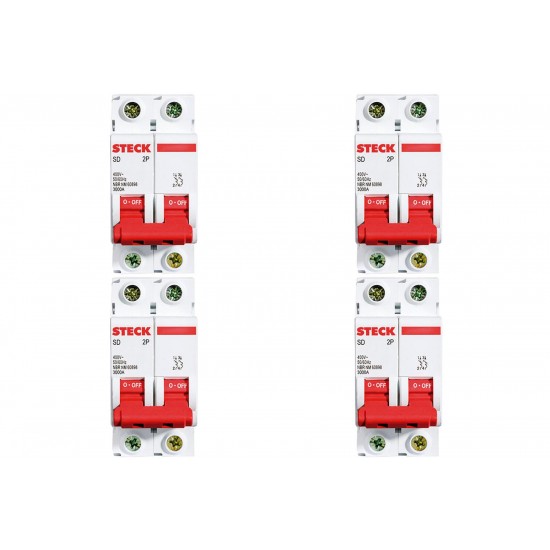 Kit C/4 - Disjuntor Steck Din Bipolar 80A Sd2 10Ka Kit C/4 - Disjuntor Steck Din Bipolar 80A Sd2 10Ka