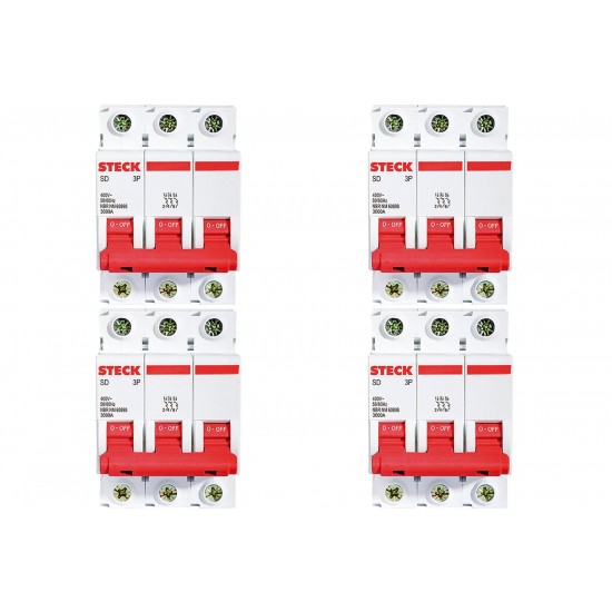 Kit C/4 - Disjuntor Steck Din Tripolar 20A Sd63 3Ka Kit C/4 - Disjuntor Steck Din Tripolar 20A Sd63 3Ka
