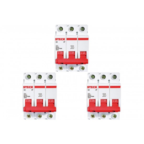 Kit C/3 - Disjuntor Steck Din Tripolar 25A Sd63 3Ka