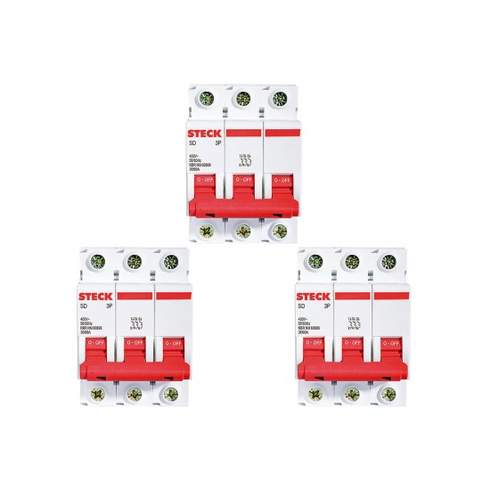 Kit C/3 - Disjuntor Steck Din Tripolar 50A Sd63 3Ka
