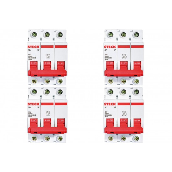 Kit C/4 - Disjuntor Steck Din Tripolar 50A Sd63 3Ka Kit C/4 - Disjuntor Steck Din Tripolar 50A Sd63 3Ka