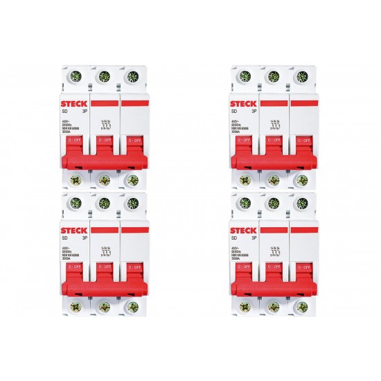 Kit C/4 - Disjuntor Steck Din Tripolar 100A Sd3 10Ka Kit C/4 - Disjuntor Steck Din Tripolar 100A Sd3 10Ka