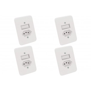 Kit C/4 - Conjunto Radial Pollar 1901112 1P 1Tomada 10A