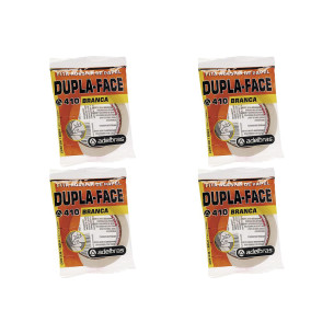 Kit C/4 - Fita Branca Papel Dupla-Face Adelbras 12Mmx30Mt
