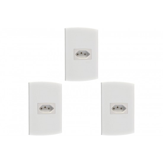 Kit C/3 - Conjunto Peesa Alfa 1541 1Tomada 10A Branco
