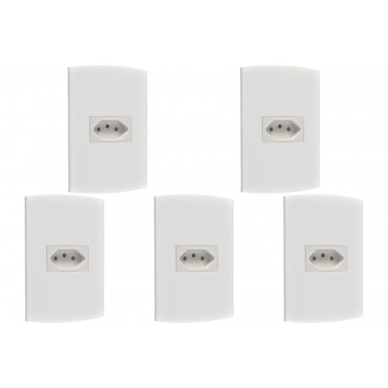 Kit C/5 - Conjunto Peesa Alfa 1541 1Tomada 10A Branco