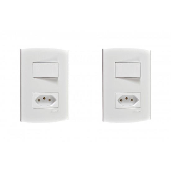 Kit C/2 - Conjunto Peesa Alfa 1543A 1 Interruptor Sim.Tomada  ..