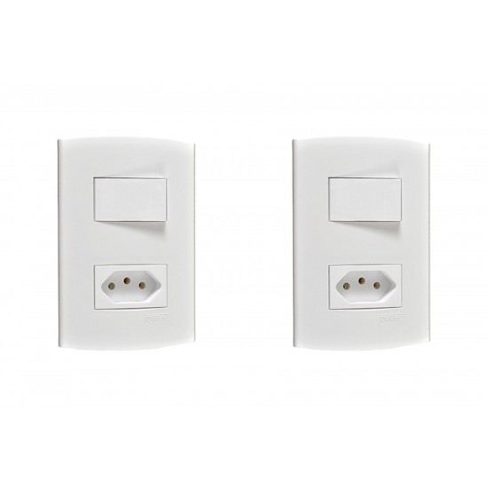 Kit C/2 - Conjunto Peesa Alfa 1543B 1 Interruptor Par.Tomada  ..