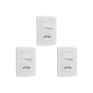 Kit C/3 - Conjunto Peesa Alfa 1543B 1 Interruptor Par.Tomada  ..