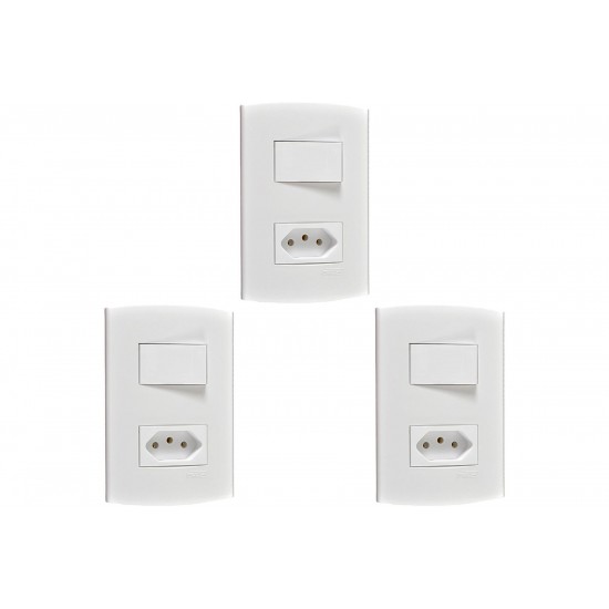 Kit C/3 - Conjunto Peesa Alfa 1543B 1 Interruptor Par.Tomada  ..