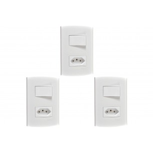 Kit C/3 - Conjunto Peesa Alfa 1546A 1 Interruptor Sim.Tomada  ..