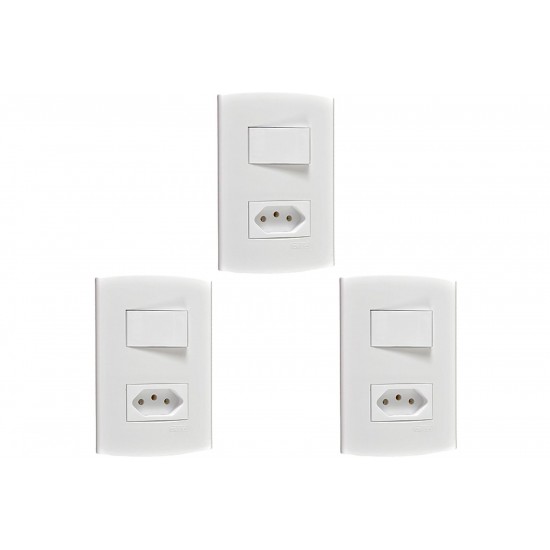 Kit C/3 - Conjunto Peesa Alfa 1546A 1 Interruptor Sim.Tomada  ..