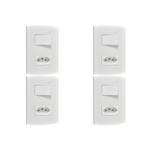 Kit C/4 - Conjunto Peesa Alfa 1546A 1 Interruptor Sim.Tomada  ..