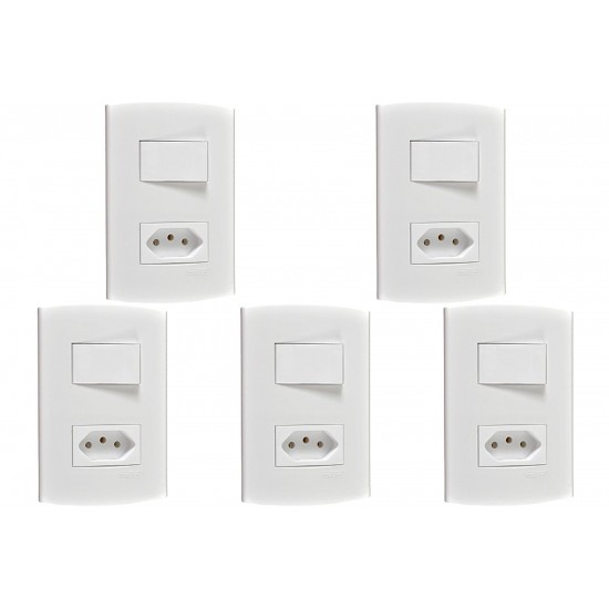 Kit C/5 - Conjunto Peesa Alfa 1546A 1 Interruptor Sim.Tomada .. Kit C/5 - Conjunto Peesa Alfa 1546A 1 Interruptor Sim.Tomada ..