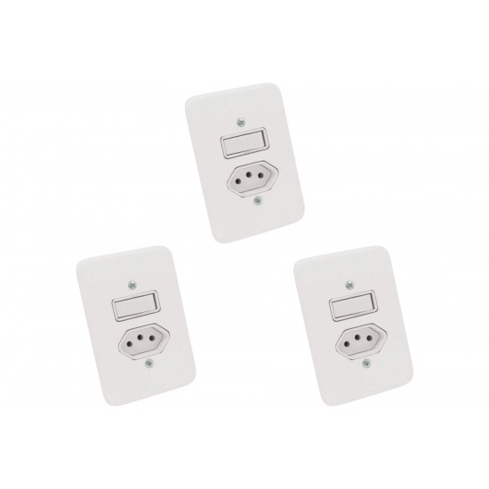 Kit C/3 - Conjunto Radial Pollar 1901218 1S 1Tomada 20A